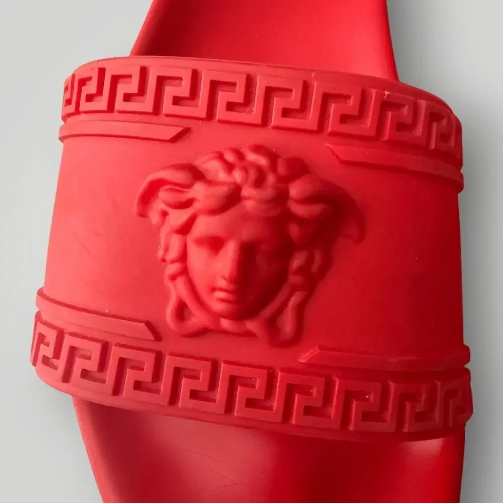 Versace Palazzo Red Rubber Slides Italian Size 41,5
